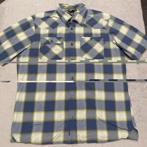 Outdoor Research Growler Shirt Mens XL Blue Plaid Nylon Stretch Hiking